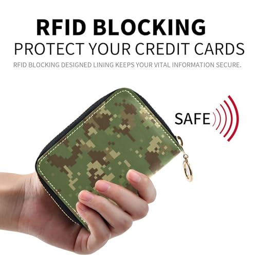 Camouflage Green Beige Brown Women's Wallet Leather RFID Blocking Card Holder Cute Small Travel Cash Wallet with Coin Pocket2