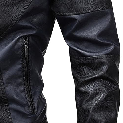 Chaqueta de cuero sintético patchwork para hombre miniatura 5