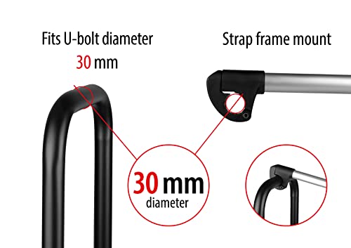 EUFAB 11238 Rahmenhalter lang, abschließbar, für U-Bügelrohr: Ø 3,0 cm, 31 cm Länge, Schwarz/Silber