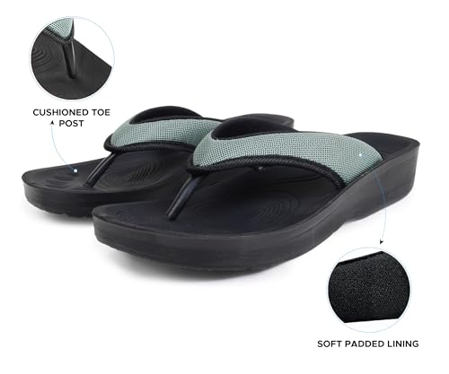Image of AEROTHOTIC Comfy Arch Support flip flops for women Split Toe Stylish Cushioned Strap with non-slip footbed Walking Dressy Sandals Indoor and Outdoor