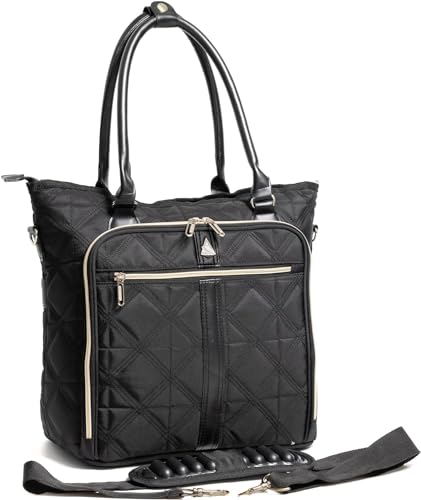 Aerolite 45x36x20 Easyjet Maximum Size Approved Ladies Laptop Bag - Fits up to 16.5", Overnight Hand Cabin Luggage Shoulder Bag Quilted with 10 Year Warranty (Black)