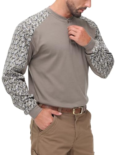 Image of VANLENS FR Shirts Flame Resistant Camo Henley Lightweight 5.5oz Men