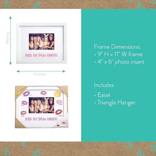 Image of Kate & Milo Bachelorette Signature Frame, Guest Book Alternative for Bachelorette Party, Bride-To-Be Keepsake Photo Frame with Lipstick Signatures, 4x6 Picture Display, White