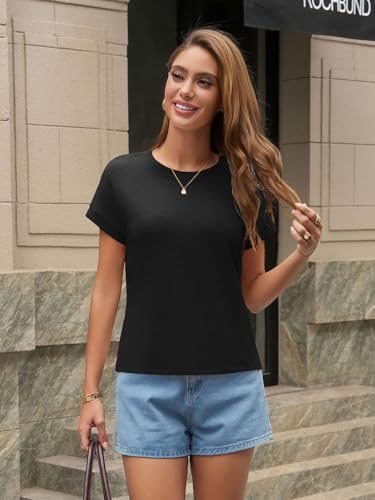 Image of UNCLECAT Womens Crop Tops Loose Fit Cap Short Sleeve Summer Tee