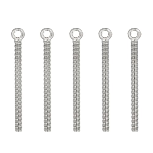 PATIKIL Bulloni Ad Occhio Con Spalla Sollevamento M5x63mm, 5 Pezzi Bulloni Filettati Con Anello Sollevamento 304 Acciaio Inossidabile Per Valvole Sospensioni Fissaggi, Argento