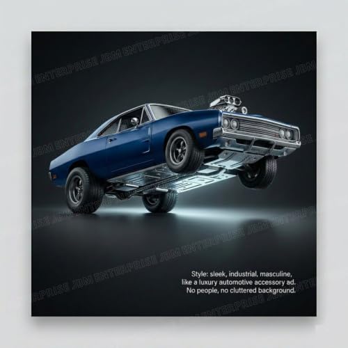 Image of FF7 Collectible Blue Muscle Car Die Cast Model 1:64 Scale, Detailed Metal Vehicle Replica with Display Box for Car Collectors and Enthusiasts