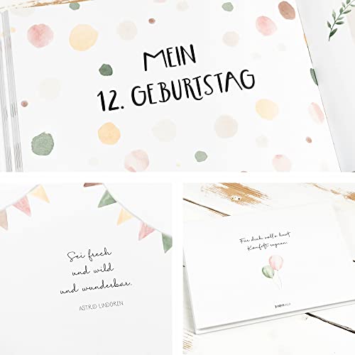 Geburtstagsbuch Erinnerungsalbum – Meine Geburtstage von 1 bis 12, Geschenk zum 1 Geburtstag für Mädchen und Jungs, DIN A5