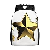 DJUETRUI Mochila ligera para hombres y mujeres, mochila de viaje con estrellas doradas, mochila de mano para laptop, mochila casual, color negro, talla única, Negro, talla única