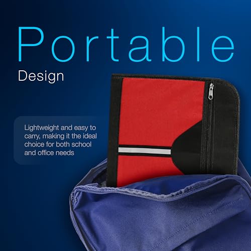 Merangue 1-½” O-Ring Zipper Binder, Polyester Binding Organizer, Stationery Binder with Front and Interior Pockets, School and Office Supplies, 500-Sheet Capacity, Assorted Colors image 8