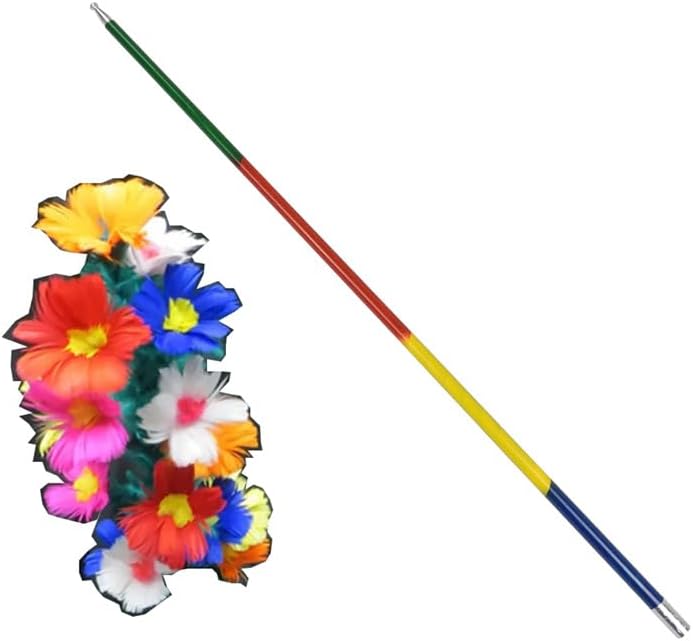 SUMAG Deluxe Cane to Flower Magic Tricks Metal Cane Vanishes to Bouquet Production Flower Stage Illusions Gimmicks for Magicians (Multicolored)