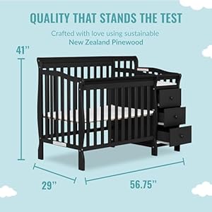 Dream On Me Jayden 4-in-1 Mini Convertible Crib And Changer in Black, Greenguard Gold & Dream On Me Honeycomb Orthopedic Firm Fiber Standard Baby Crib Mattress, Greenguard Gold and JPMA Certified Dream On Me Jayden 4 in 1 Mini Convertible Crib And Changer in Black Greenguard Gold Dream On Me Honeycomb Orthopedic Firm Fiber Standard Baby Crib Mattress Greenguard Gold and JPMA Certified