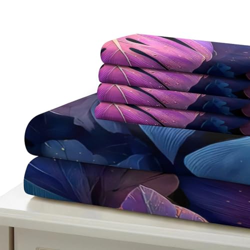 Parure de lit fleurs violettes en microfibre avec housse de couette 3D King 220x240cm