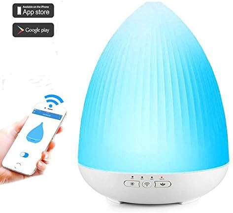300ml Aroma Essential Oil Diffuser Compatible with Alexa Portable Ultrasonic Diffusers Cool Mist Humidifier with 7 Colors LED Lights and Waterless Auto Shut-off for Home Office(White)