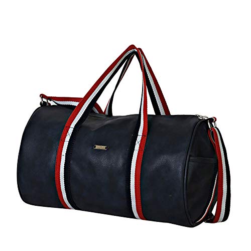 Image of Strutt Premium Blue Faux Leatherette Stylish & Lightweight Travel Duffle Bag for Women, Premium Duffel Bag for Travelling & Gym