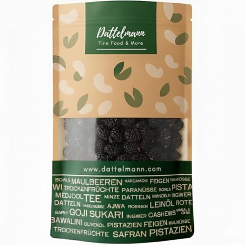 DATTELMANN® - Bio Schwarze Maulbeeren 500g - Getrocknet & Ungeschwefelt - Ohne Zusätze - Sonnengetrocknet - Premium Trockenfrüchte aus Türkei