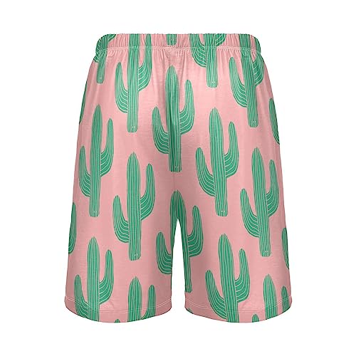 Pink Cactus Men's Athletic Shorts Mens Shorts Big and Tall Soft Sleepwear Men's Pajama Bottoms-S2