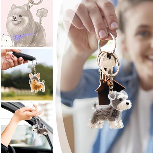 Hundehaaraufbewahrungs-Schlüsselanhänger, transparenter Kunststoffanhänger, Haustier-Memory-Kollektion für Taschen (Liegende französische Bulldogge)