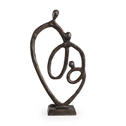 Escultura de Bronce Familia de 3 Corazón Anillo de Amor miniatura 1