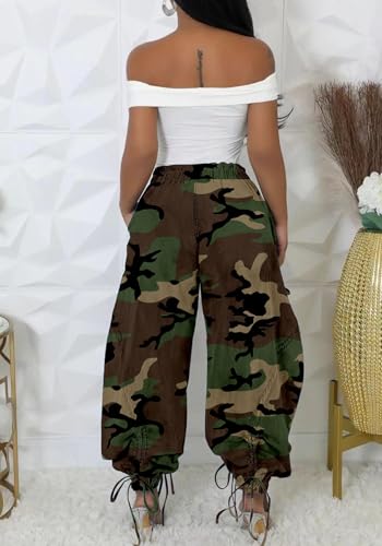 Women's Baggy Cargo Jogger Jeans Barrel High Waisted Wide Leg Drawstring Y2K Loose Harem Denim Pants with Pockets4