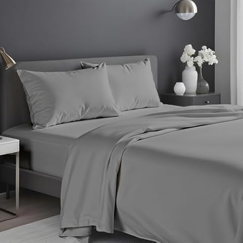 Infinitee Xclusives Queen Sheets Set - 1800 TC Series 4 Piece Grey Bed Sheets - Soft Brushed Microfiber Fabric - 16 Inches Deep Pockets Sheets Wrinkle Free & Fade Resistant Cover