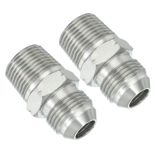 Image of PATIKIL Pipe Adapter Connector 7 /8 inch Male 74 Flare JIC x 5 /8 inch Male R Pipe Fitting 2 Pcs Oil Feed Restrictor Fitting Hydraulic Connector for Oil Steam Water Pipelines System