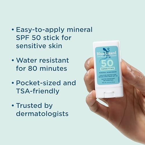 BLUE LIZARD Sensitive Mineral Sunscreen Stick SPF 50+ - Gentle, Effective Sun Protection