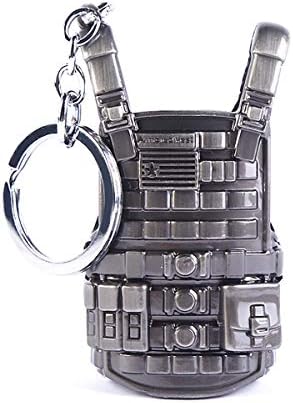 IMIKE PUBG Metal Keychains 98K Helmet Backpack Frying Pan Keyrings Charm Souvenir Pendant Ornaments Accessories Gifts (Armor)