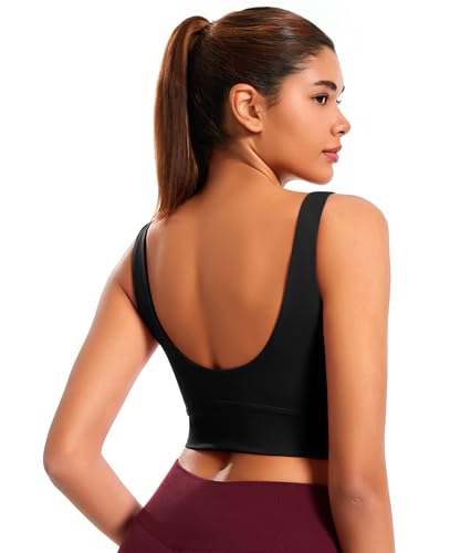 Smooth Sports Bras for Women Longline Workout Crop Tops Deep V-Neck Padded Yoga Bra Basic Wireless Bra2