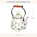 MACKENZIE-CHILDS Enamel Tea Kettle, Stylish Tea Kettle for Stovetop, Grey-and-White Sterling Check, 2 Quarts