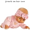 Baby born Learn to Walk Baby Doll Olivia - Gray-Green Eyes: Realistic Features for Kids Ages 3+, Walks, Crawls, Sits & Kicks, Eyes Open & Close, Multiple Sound Effects