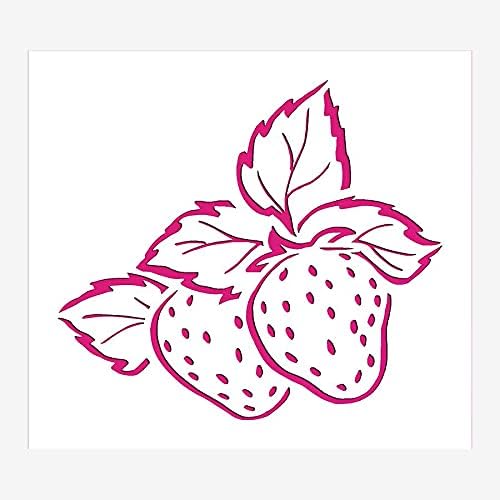 Strawberries Stencil Reusable Sturdy Flexible Transparent 3 x 3.5 Inches 10mil Mylar Arts and Crafts Material Scrapbooking for Airbrush Painting Drawing