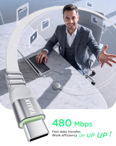 TALIX 240W Single-Pull Retractable USB-C to USB-C Flat Braided Cable - image 8