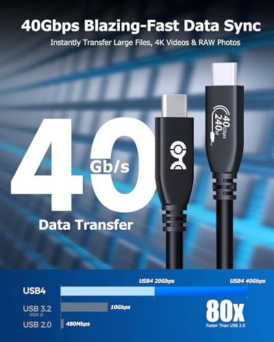 Cable Matters [USB-IF Certified] 40Gbps USB 4 Cable - 3.3ft, Supports Up to [8K@60Hz / 4K@240Hz Video, 240W Charging, 40Gbps Data Transfer] USB4 Cable, Black, Compatible with Thunderbolt 4, MacBook