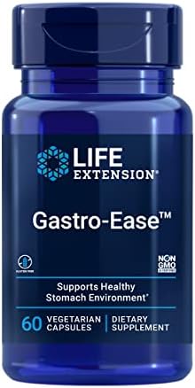 Life Extension Gastro-Ease - Digestive Health - Gastric Health Supplement with Zinc L-carnosine Plus Pylopass For Healthy Stomach Support - Non-GMO, Gluten-Free - 60 Vegetarian Capsules