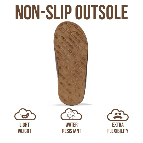 Image of Project Cloud Men's 100% Genuine Leather Shearling Memory Foam Slippers | Genuine Shearling Lining and Lightweight Non-Slip Indoor & Outdoor Wear Slippers for Men - Water-Resistant Mens Slippers