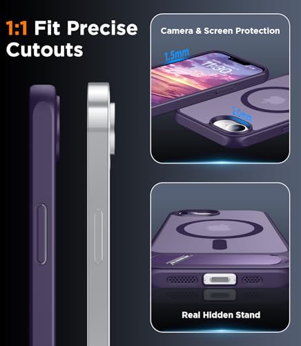 Image of Magnetic Compatible with iPhone 17e Case & iPhone 16e Case,[Built-in Invisible Kickstand][Compatible with MagSafe][Military Grade Shockproof] Slim Translucent Matte Case for iPhone 16e /17e 6.1 inch