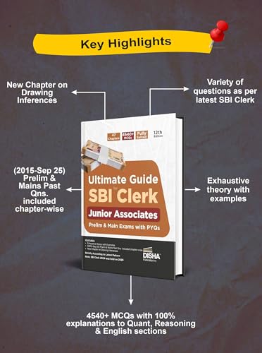 Image of Disha Ultimate Guide for SBI Clerk Junior Associates Prelim & Main Exams with PYQs 12th Edition | 4200+ MCQs | Fully Solved | General Banking