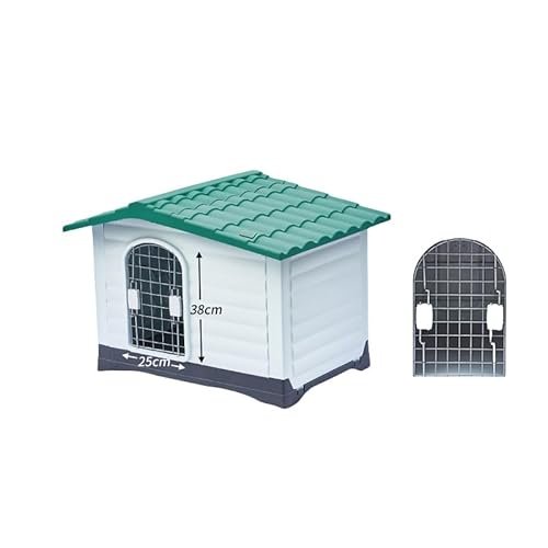 屋外犬ケージハウス、中型犬と大型犬に適しています、ゴールデンレトリバー、プラスチック製の二重ドア、ペットハウス、ヴィラ、すべての季節に大型犬に適しています、換気、日光と雨に強い、洗える、裏庭、内、錆びない、耐久性があります (グリーン)
