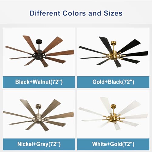 Image of Depuley Ceiling Fan Without Light: 72 Inch Big Indoor Outdoor Fan with Remote APP Control - Large Farmhouse Wood Ceiling Fan no Light 8 Blade Reversible Quiet DC Motor Memory Function Timer