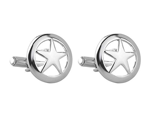 Preisvergleich Produktbild DaoRier Herren Manschettenknöpfe für Anzug Hemd, Silber Fünfzackigen Stern Französisch Manschettenknöpfe, Perfekte Business Gentleman Kleidung Ornament