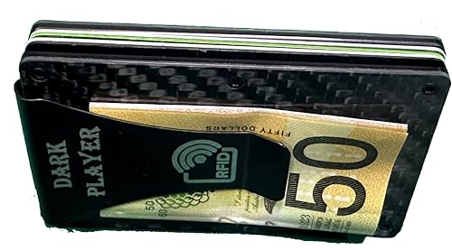 Dark Player Minimalist Slim Wallet Credit Card Holder for Men | RFID Blocking | Front Pocket | Matte Carbon Fiber | Metal Money Clip2