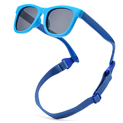 Image of COASION Bendable Flexible Polarized Newborn Baby Sunglasses with Strap for Infant Boys Girls Age 0-24 Months CA8042