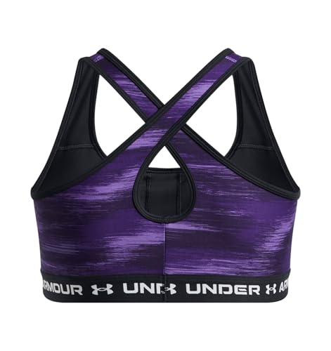 Image of Under Armour Womens Mid Crossback Print Sports Bra - Strategic Support and Breathability 3X Purple-White