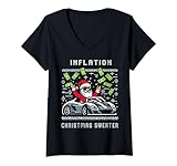 Inflation Weihnachtspulli Geldabhebungen T-Shirt mit V-Ausschnitt