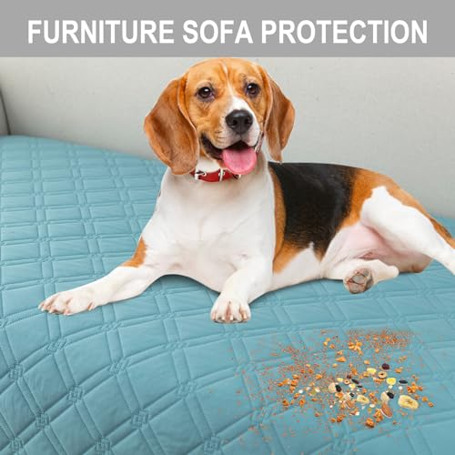 Image of Genina L Shape Couch Cover, Sectional Couch Chaise Covers, Waterproof Washable Sofa Covers for Left L Shape Chaise Lounge, Anti-Slip Sofa Slipcovers for Dogs Cats Pet Friendly(Blue)