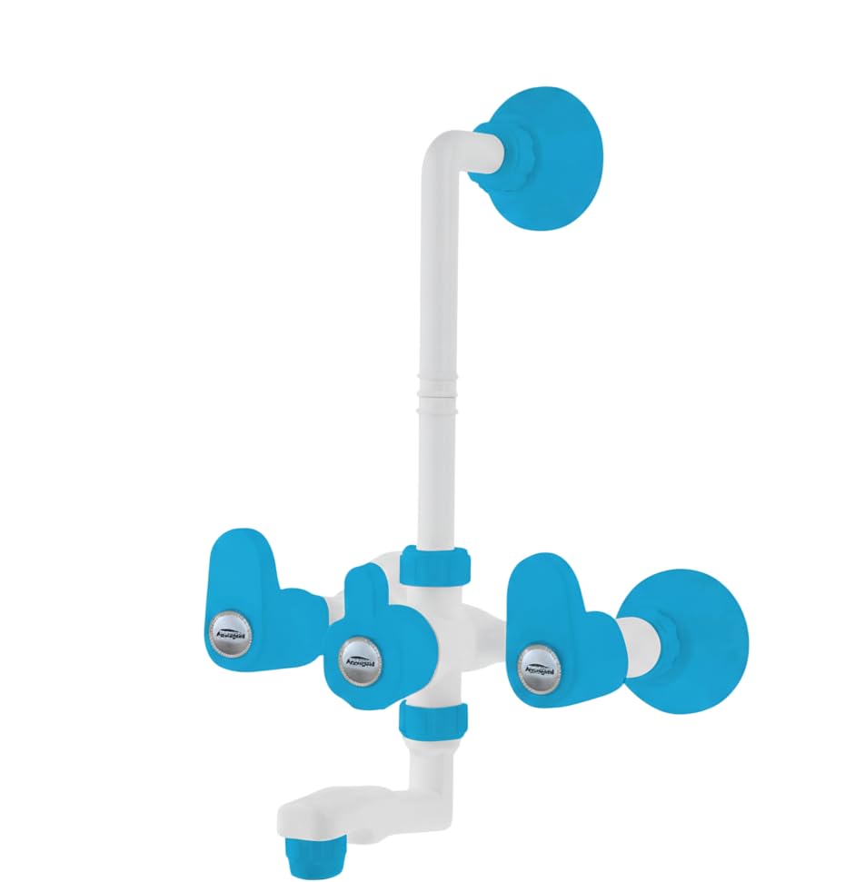 SANOVA PTMT Wall Mixer Tap 35 cm with Tools for Bathroom Hot and Cold Water Control, Wall Mounted Plastic Mixer Faucet with Dual Knob Operation, Rust Free Leak Proof Structure, Blue Finish-image-16