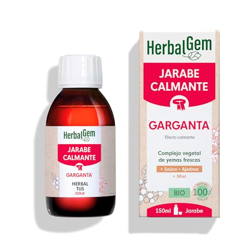 HerbalGem Jarabe Calmante BIO – Garganta y Confort de las Vías Respiratorias – Enriquecido con Yemas – Receta Tradicional – Certificado Bio – 150 ml