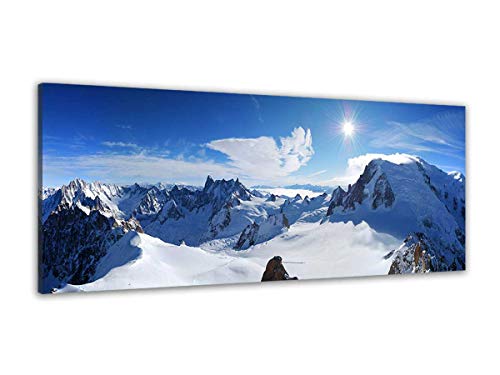 Hexoa Tableau Panorama du Mont Blanc - Made in France - Toile imprimée - 120x50