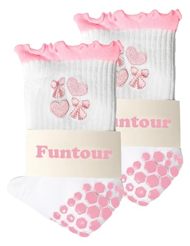 Image of Pilates Grip Yoga Socks For Women Barre Socks Cute Athletic Non Slip Sock | Soft cotton, breathable Non-slip grip sole Ruffle embroidery design For pilates barre yoga Cute women's gift