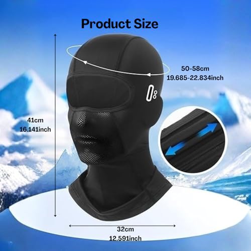 Image of TecoKart Balaclava for Men - Full Face Ski Mask with Glasses Slot, Breathable Balaclava Mask for Women & Men, Lightweight Ski Mask for Men for Riding, Running & Outdoor Sports Black